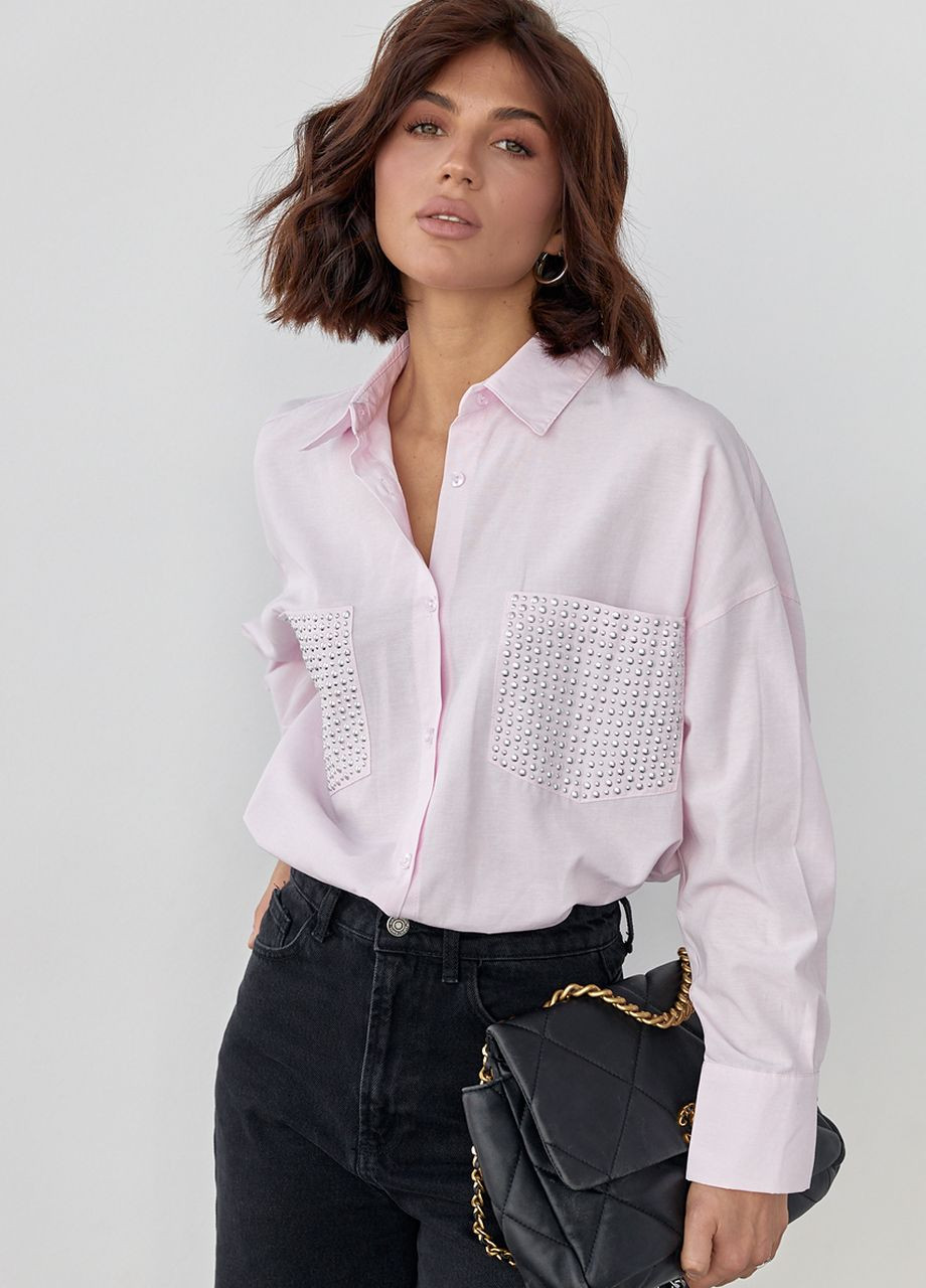 Жіноча сорочка з термостразами на кишенях Lurex (271126090)