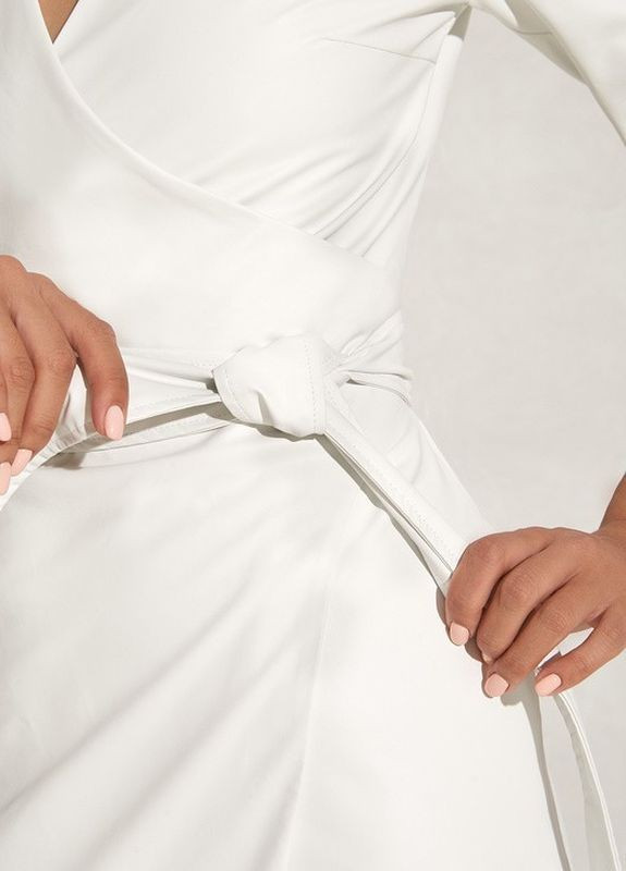 Белое вечернее платье на запах, футляр FashionYouWant однотонное