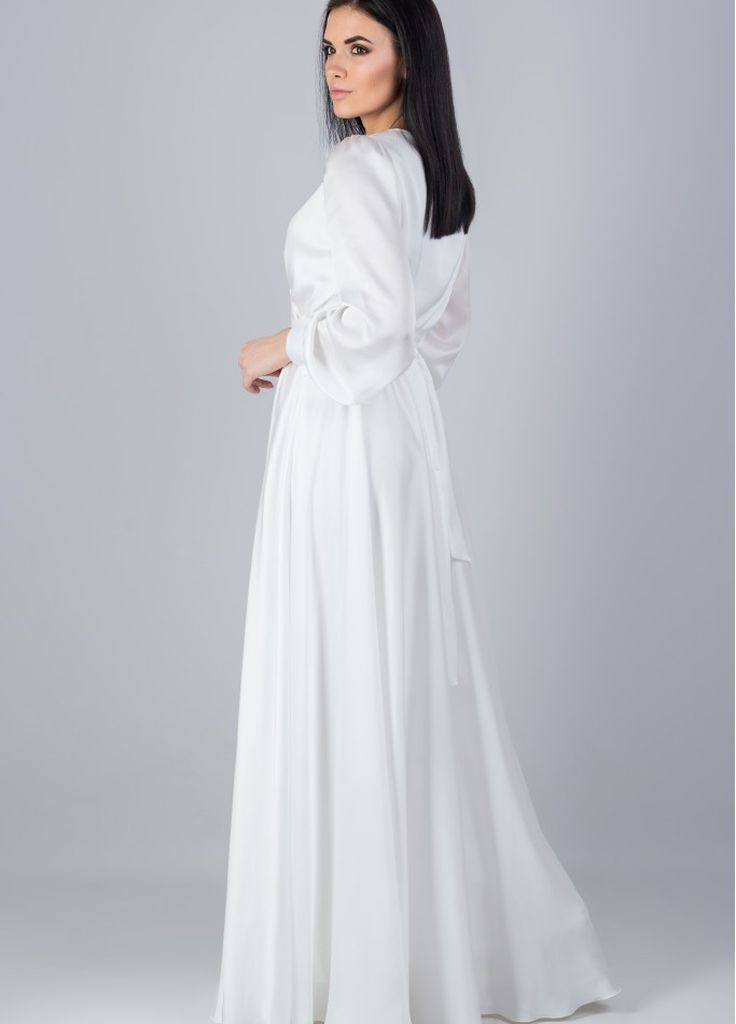 Белое вечернее платье а-силуэт, с юбкой-солнце FashionYouWant однотонное
