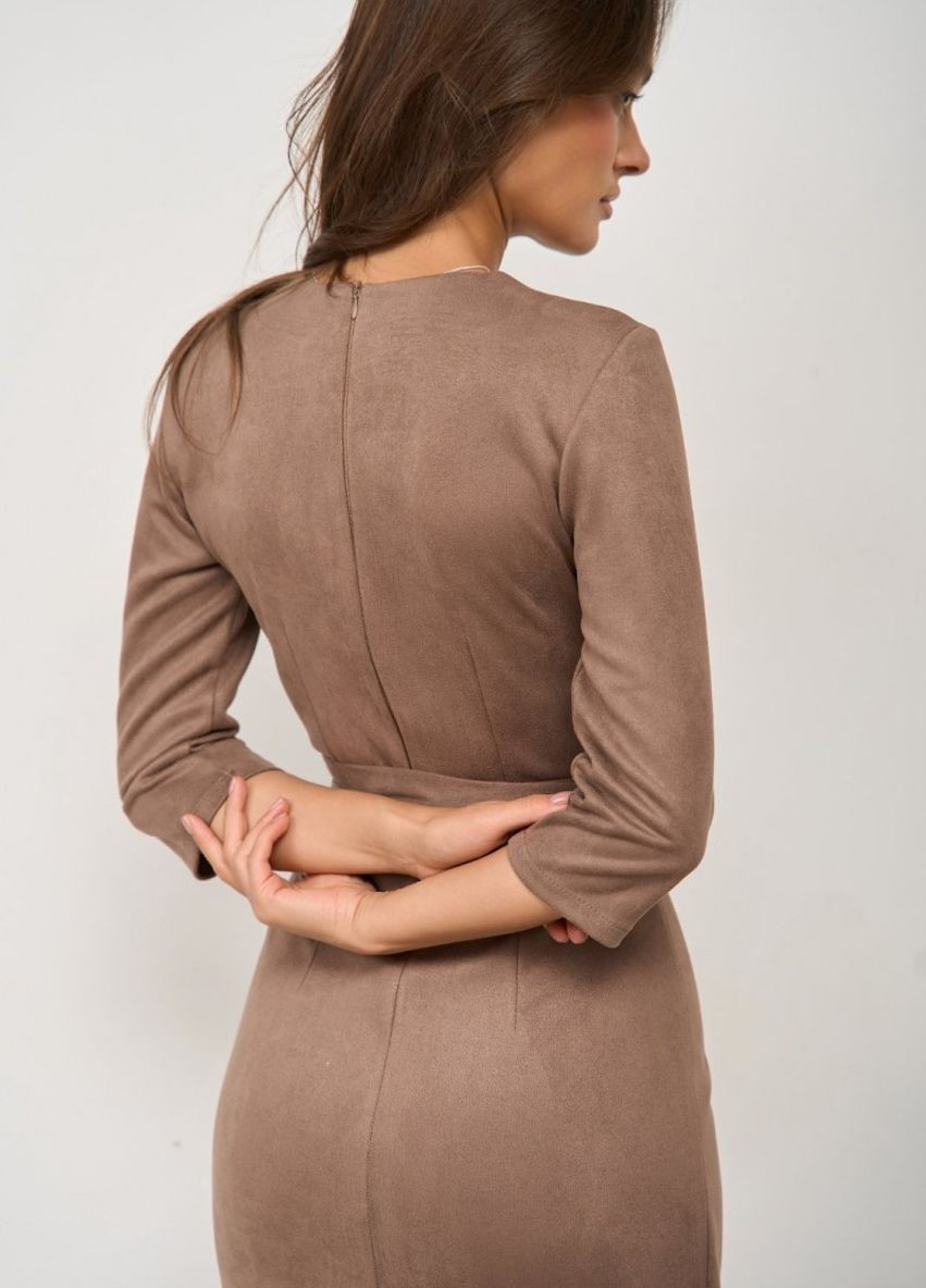 Темно-коричневое коктейльное платье на запах FashionYouWant однотонное