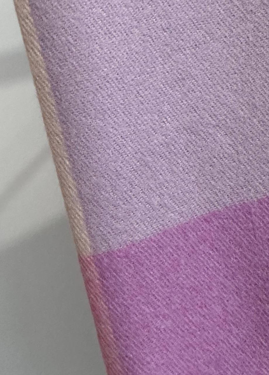 Кашеміровий палантин шарф у клітину з бахромою PASHMINA рожево-бузковий No Brand (272610111)