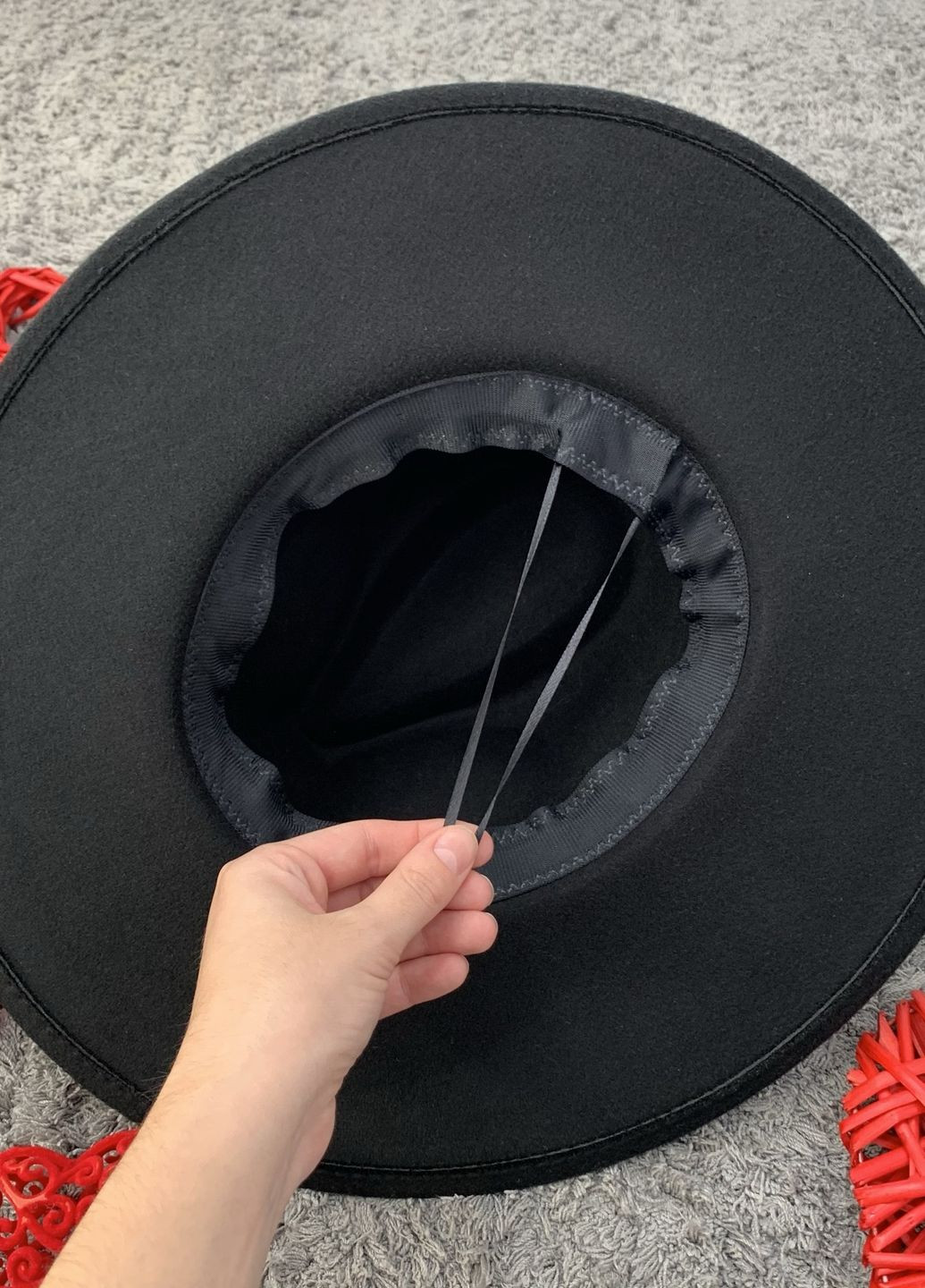 Капелюх Федора з широкими полями 9,5 см чорний унісекс з регулюванням розміру No Brand (272821444)