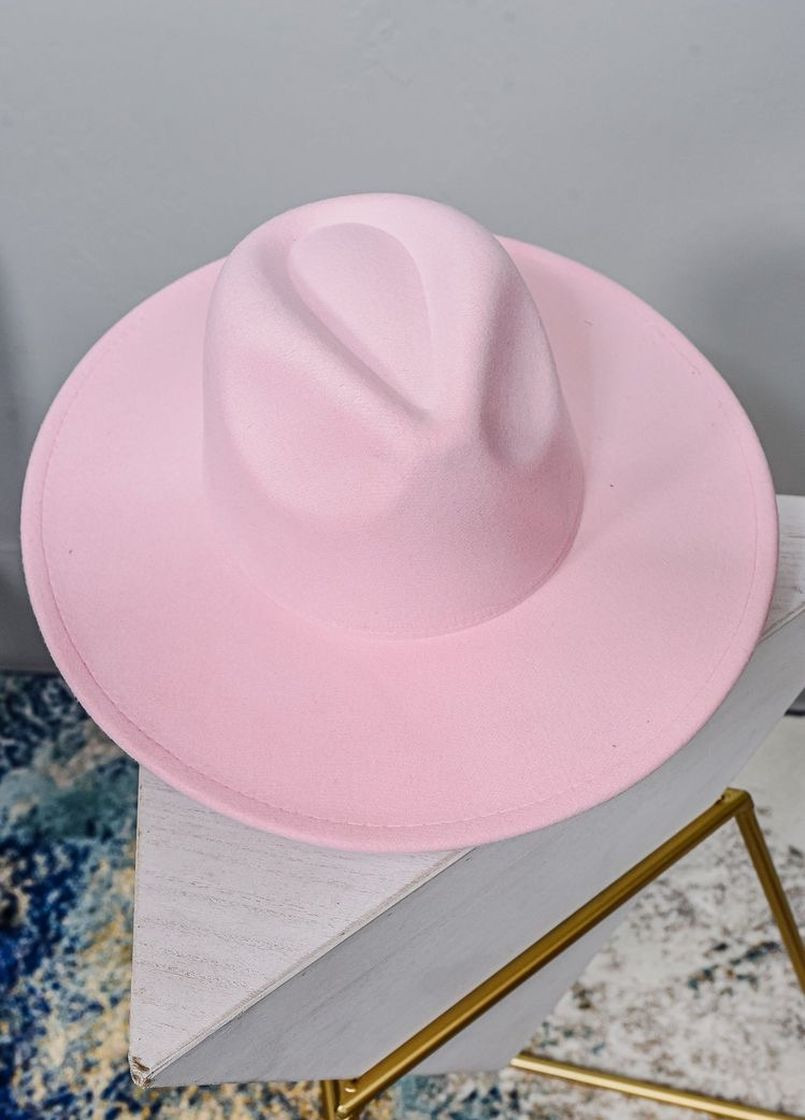 Шляпа Федора с широкими полями 9,5 см розовая унисекс с регулировкой размера No Brand (272821471)