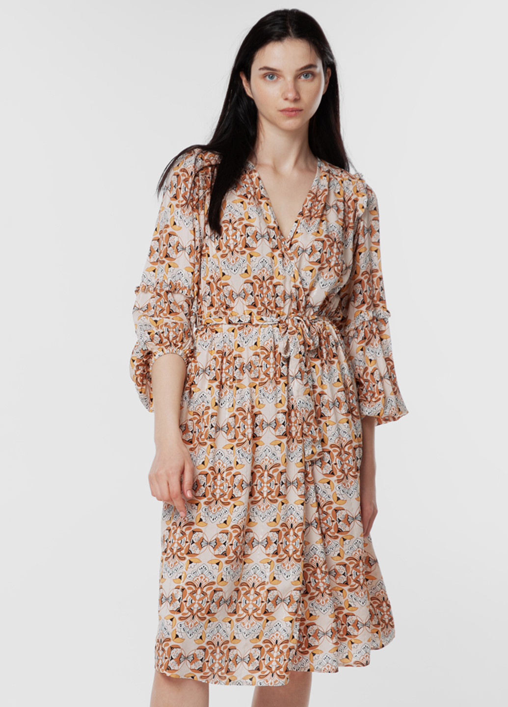 Бежевое кэжуал платье Suncoo однотонное