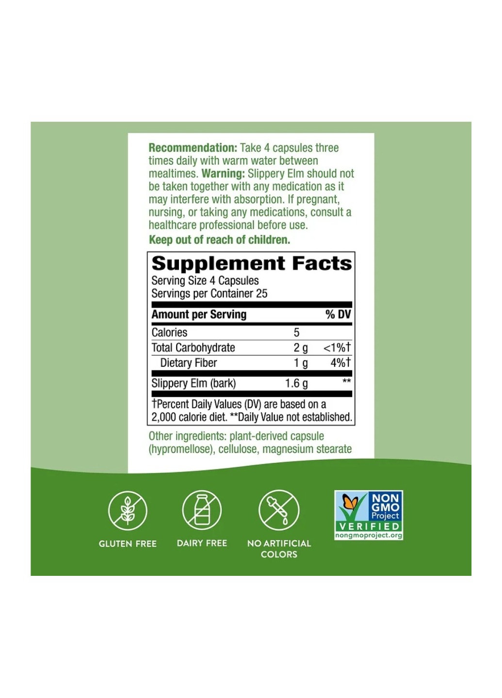 Скользкий вяз Slippery Elm Bark - 100 vcaps Nature's Way (272820662)