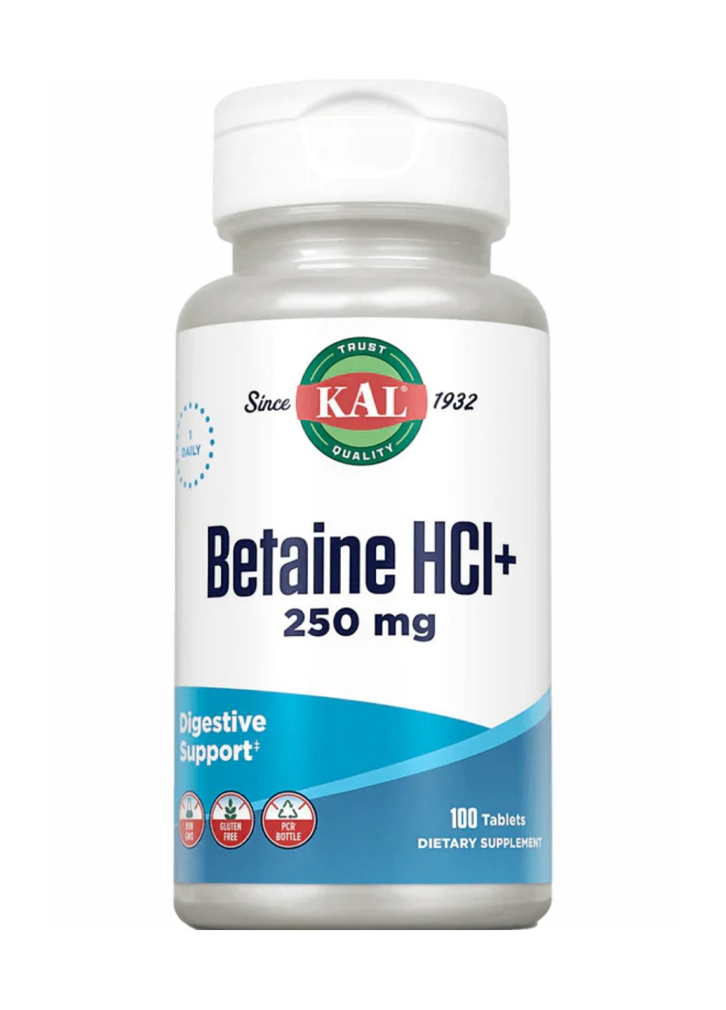 Бетаїн Betaine HCl Plus 250mg - 100 tabs KAL (272820829)