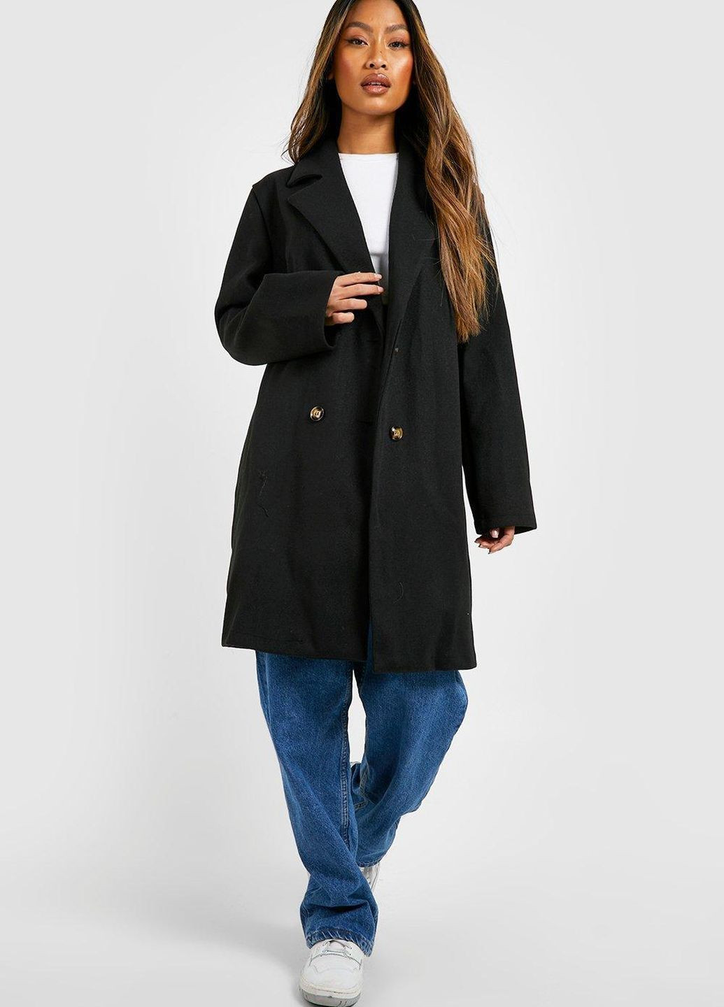 Черное Пальто Boohoo