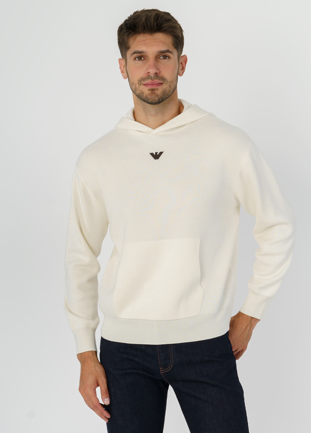 Молочний зимовий пуловер Emporio Armani