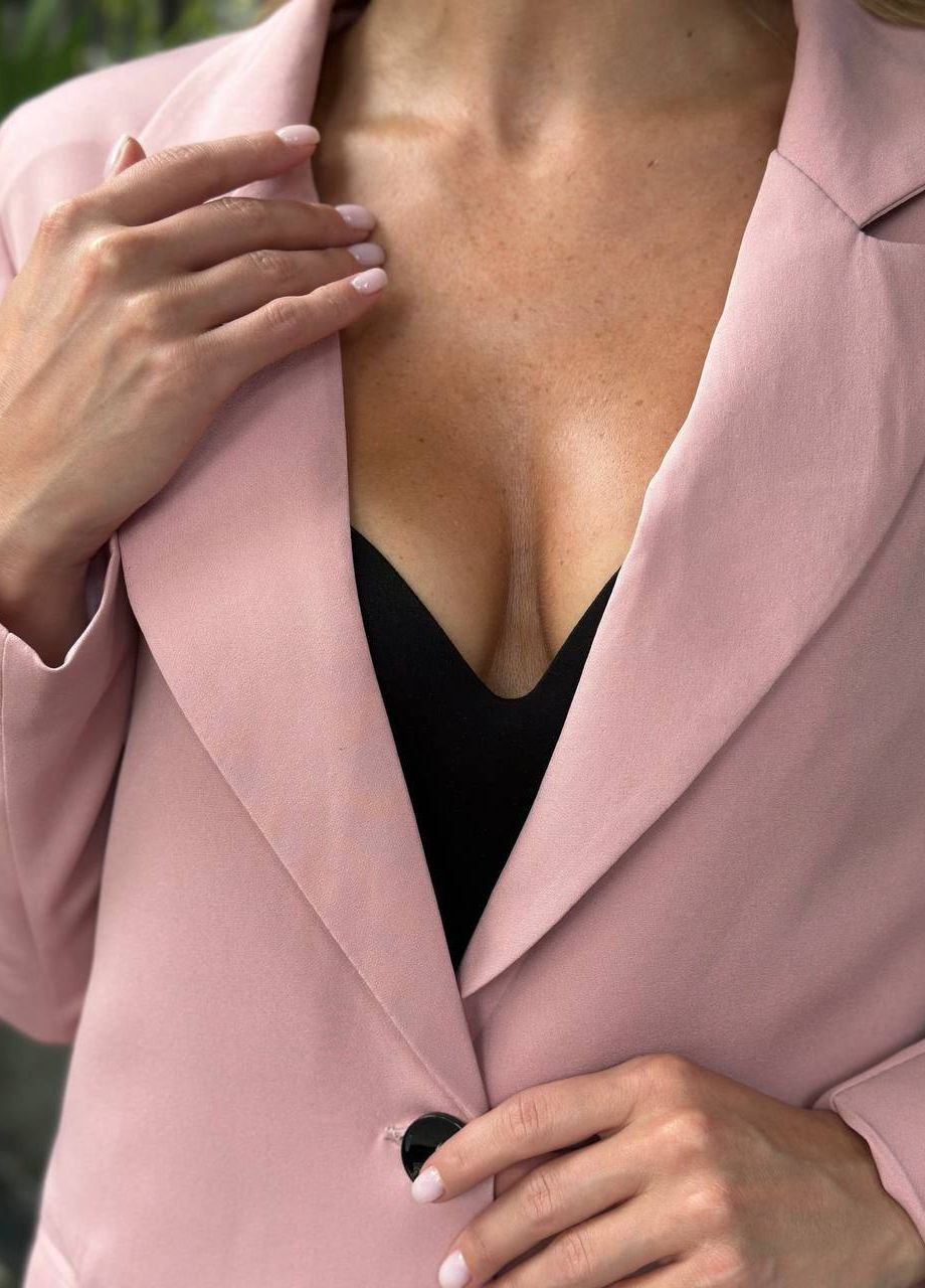 Розовый женский женский пиджак No Brand однотонный - всесезон