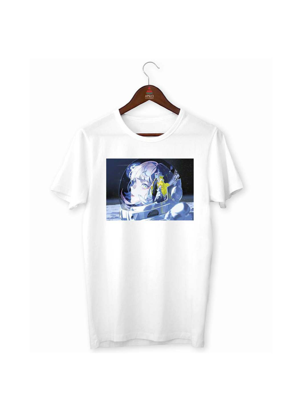 Белая всесезон футболка cyberpunk edgerunners киберпанк бегущие по краю lucy люси в скафандре Кавун