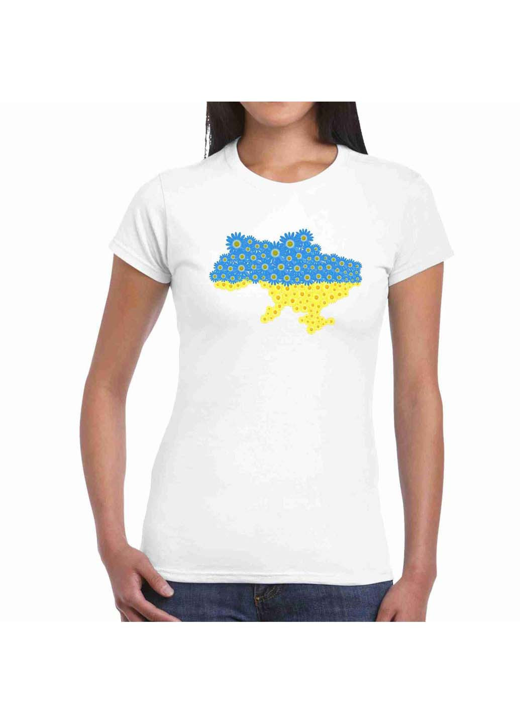 Біла футболка карта україни із синіх та жовтих соняшників push it Кавун