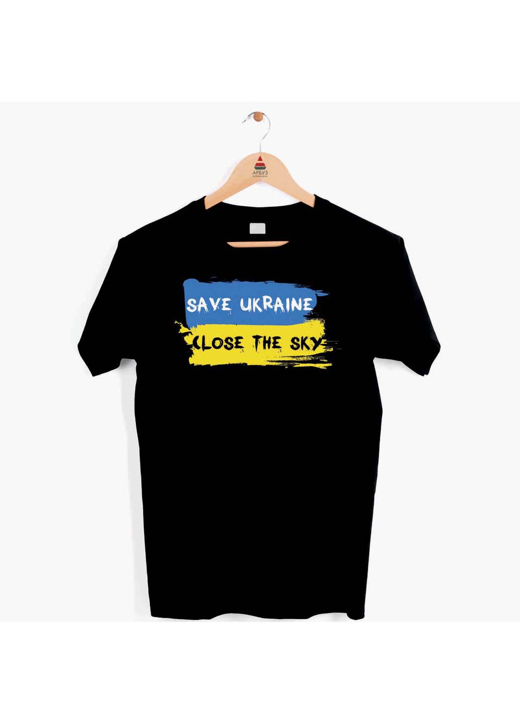 Чорна футболка save ukraine close the sky врятуйте україну закрийте небо Кавун