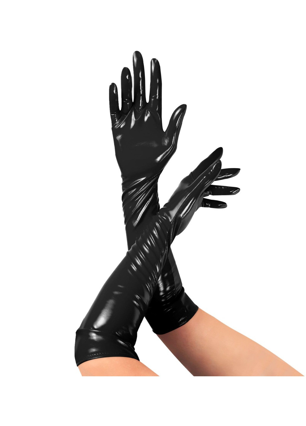 Прозрачный демисезонный глянцевые виниловые перчатки - lora, размер s, цвет черный Art of Sex