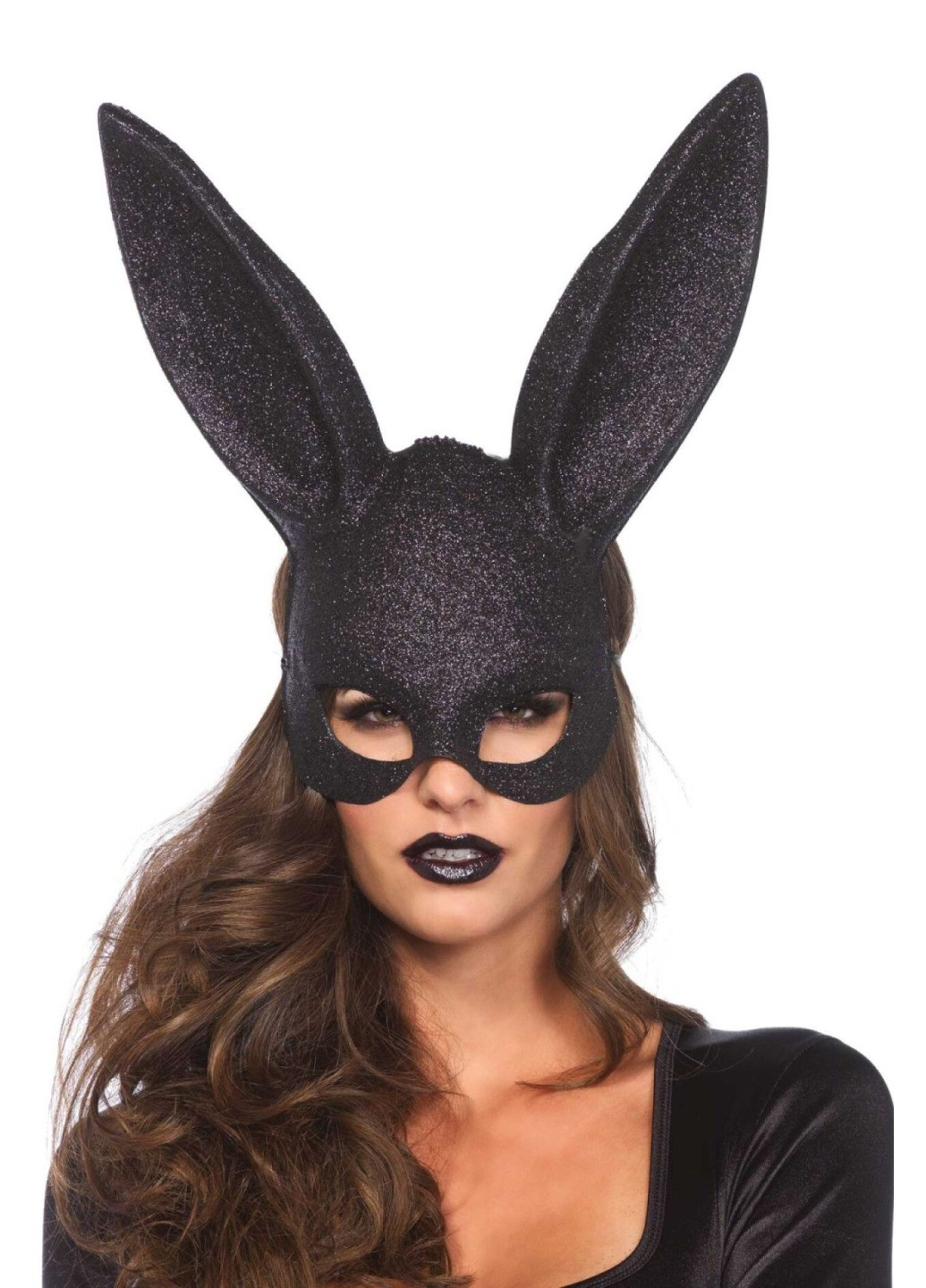 Прозрачный демисезонный сверкающая маска кролика glitter masquerade rabbit mask black Leg Avenue