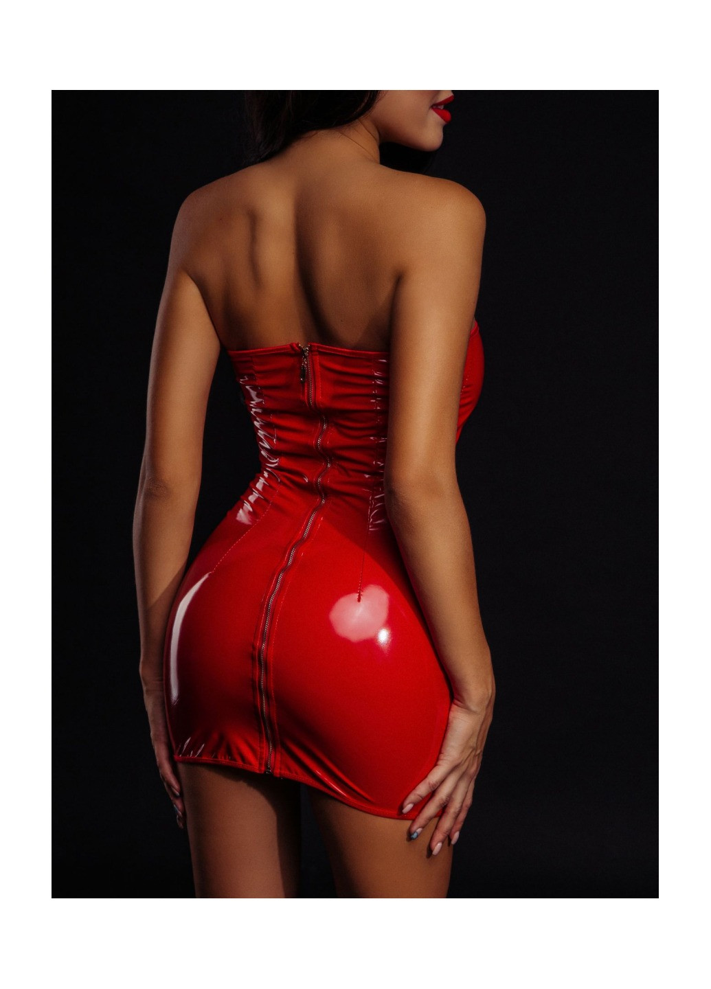 Прозрачный демисезонный платье лакированное красное “соблазнительница марго” xs/s, молния на всю длину сзади D&A