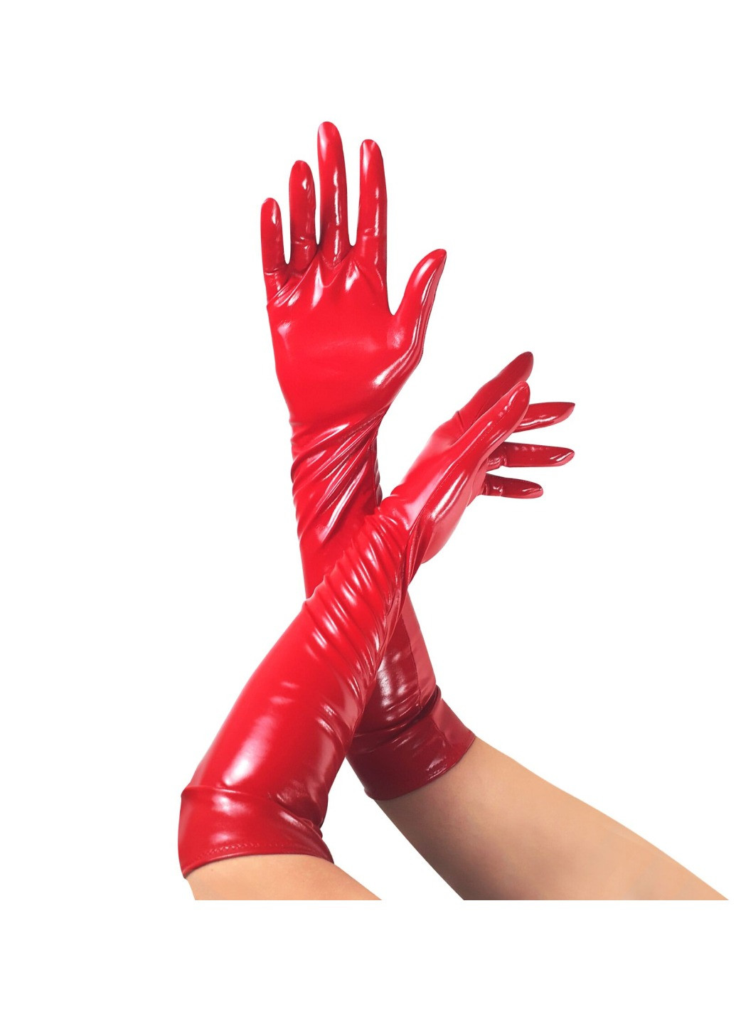 Прозрачный демисезонный глянцевые виниловые перчатки - lora, размер s, цвет красный Art of Sex