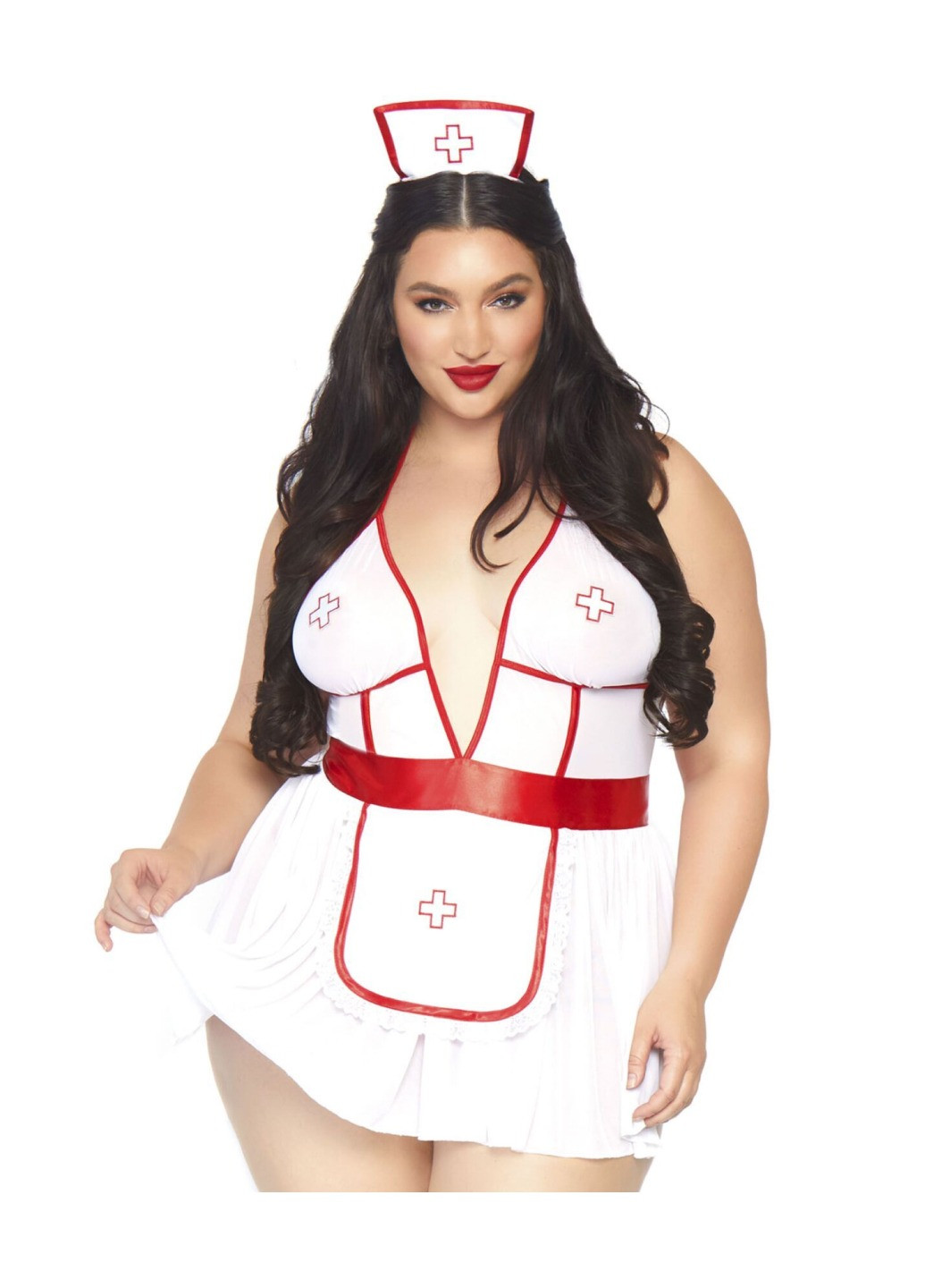 Прозорий демісезонний костюм медсестри nightshift nurse xl/xxl, сукня, трусики, шапочка Leg Avenue