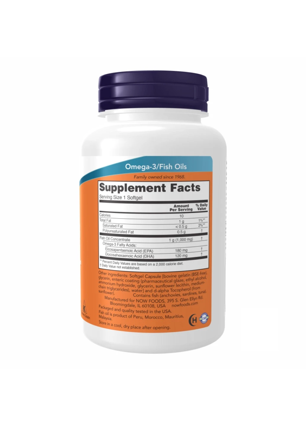 Риб'ячий жир Omega-3 Enteric - 180 sgels Now Foods (273182994)