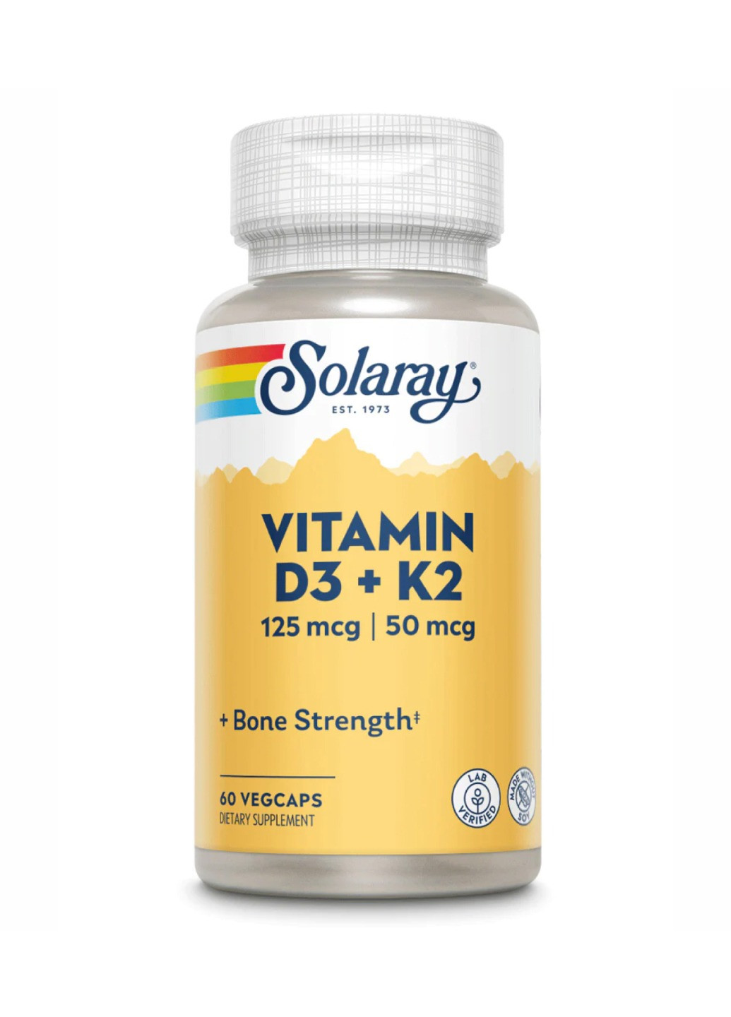 Витамин D3+K2 Vitamin D3 + K2 5000IU - 60 vcaps Solaray (273183034)