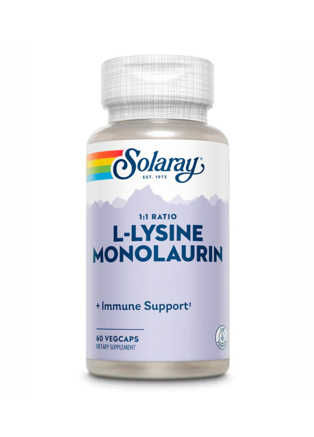 L-лізин і монолаурин для імунітету, L-Lysine Monolaurin 1:1 - 60 vcaps Solaray (273183030)