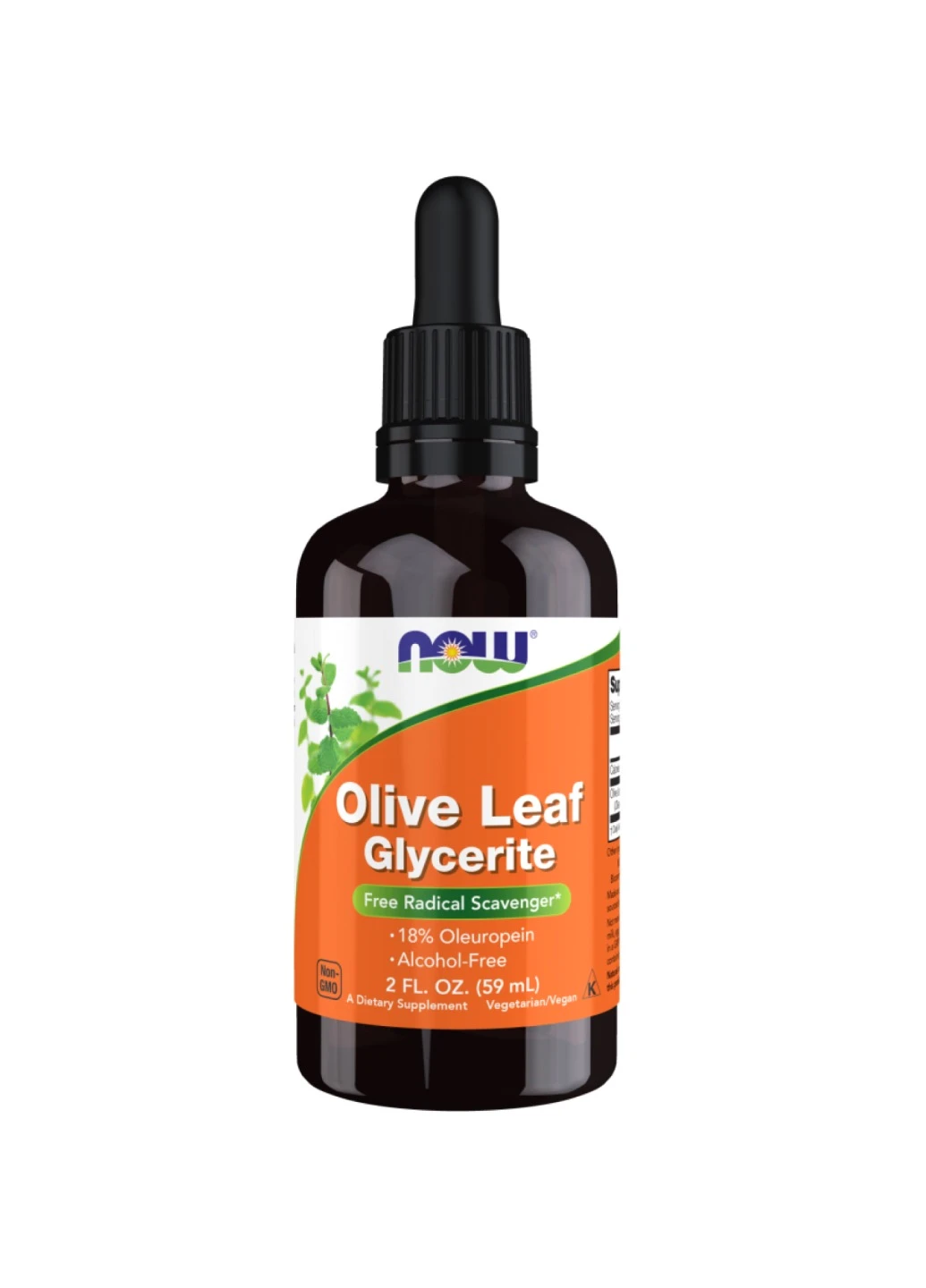 Листья масла, глицериновый экстракт Olive Leaf Glycerite 18% Liquid - 59ml (2oz) Now Foods (273182958)