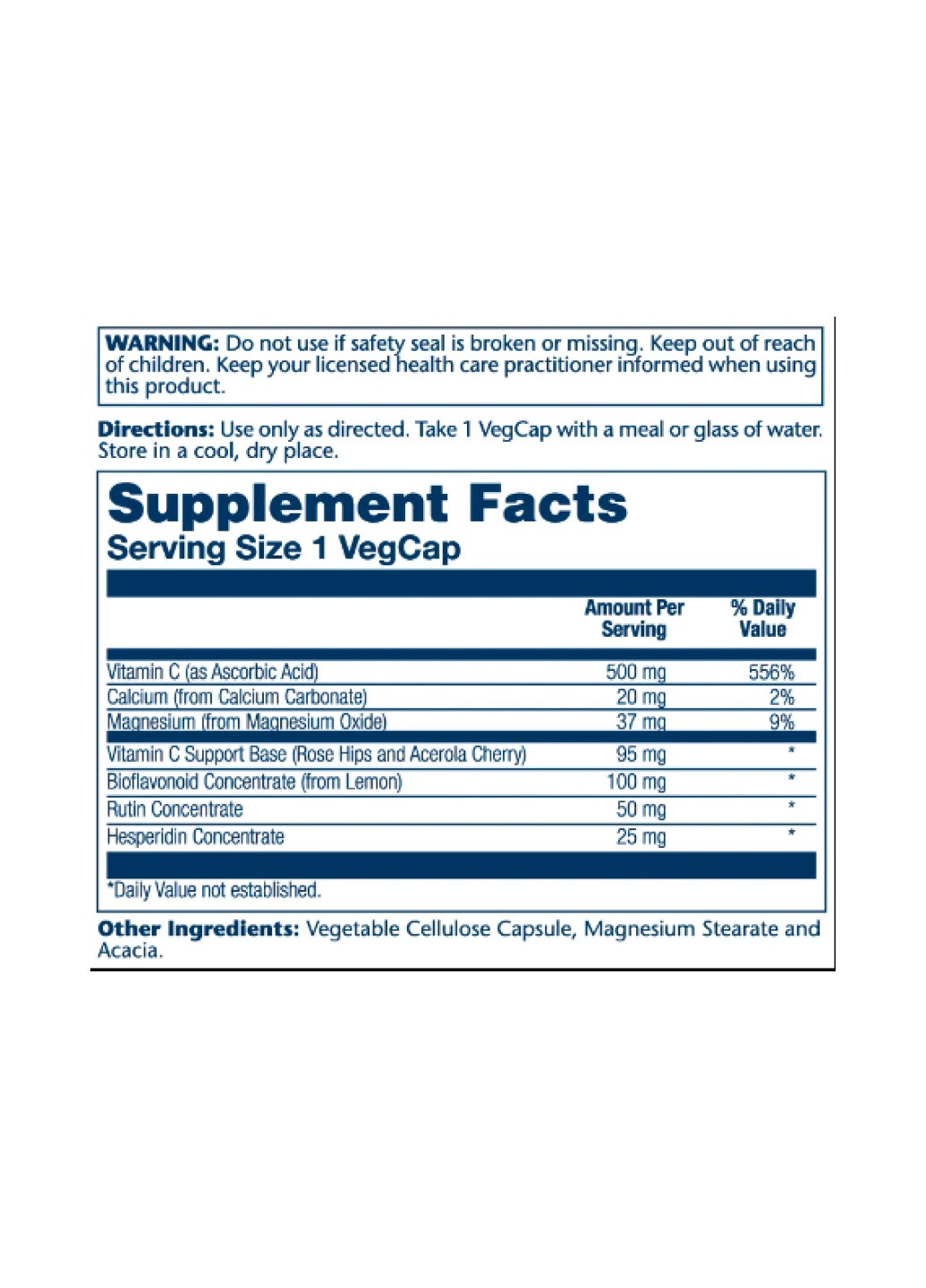 Вітамін С Vitamin C with Bioflavonoid Concentrate 500mg - 100 vcaps Solaray (273183027)
