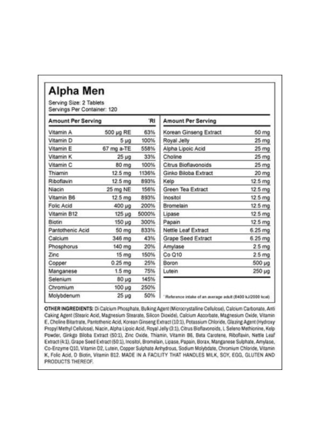 Суміш вітамінів Alpha Men - 120tabs My Protein (273183009)