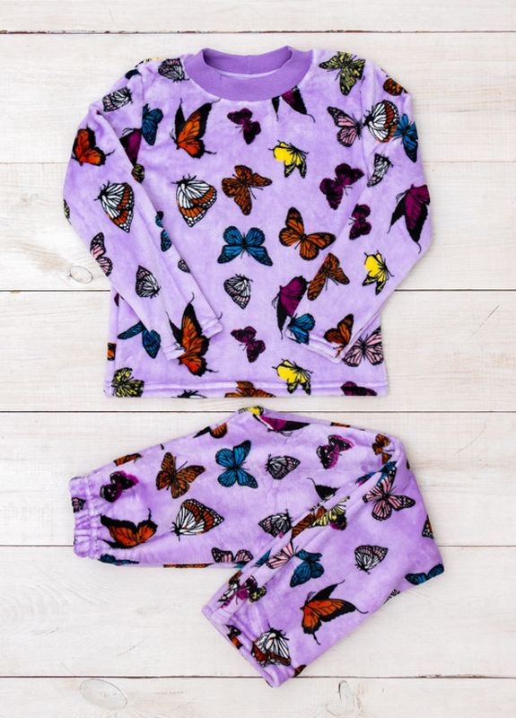 Фиолетовая зимняя пижама для девочки футболка + брюки Носи своє