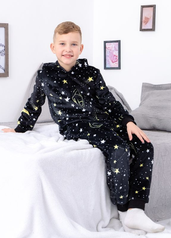 Чорний зимній комбінезон для хлопчика (з капюшоном) комбінезон-брюки Носи своє