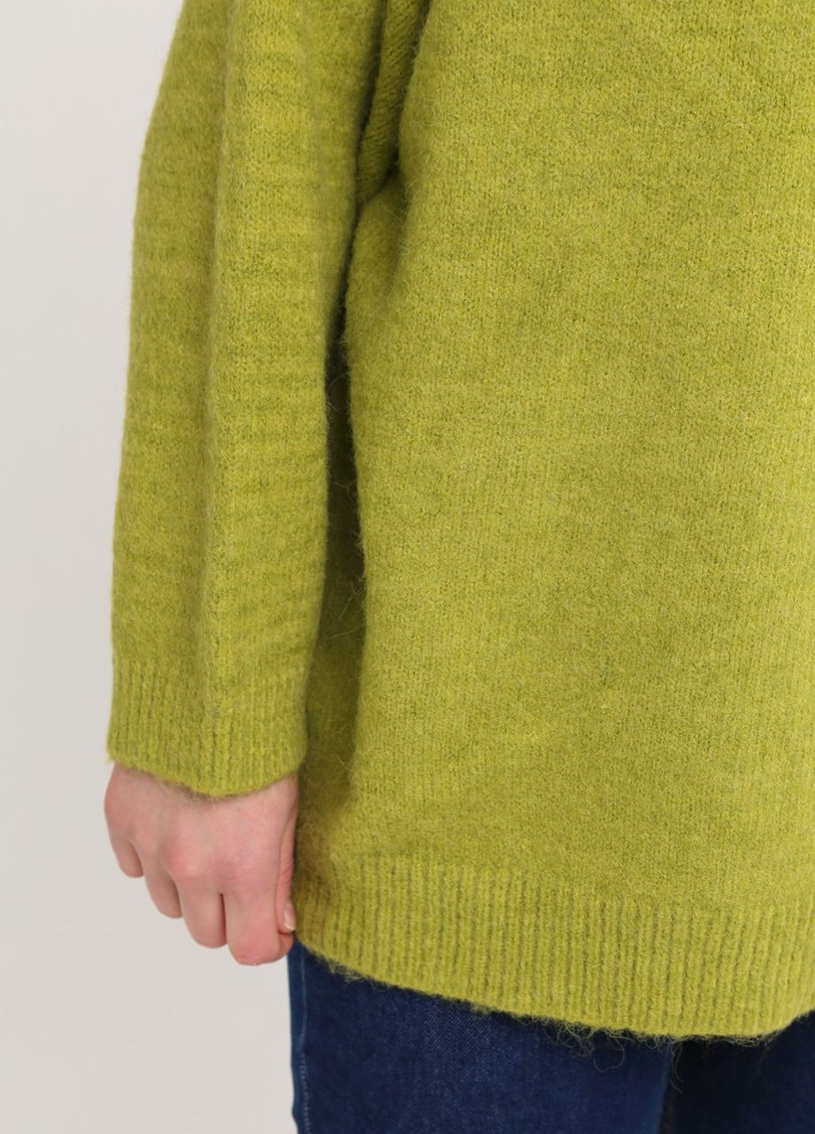 Зелений зимовий светр жіночий зелений зимовий подовжений оверсайз джемпер JEANSclub Вільна