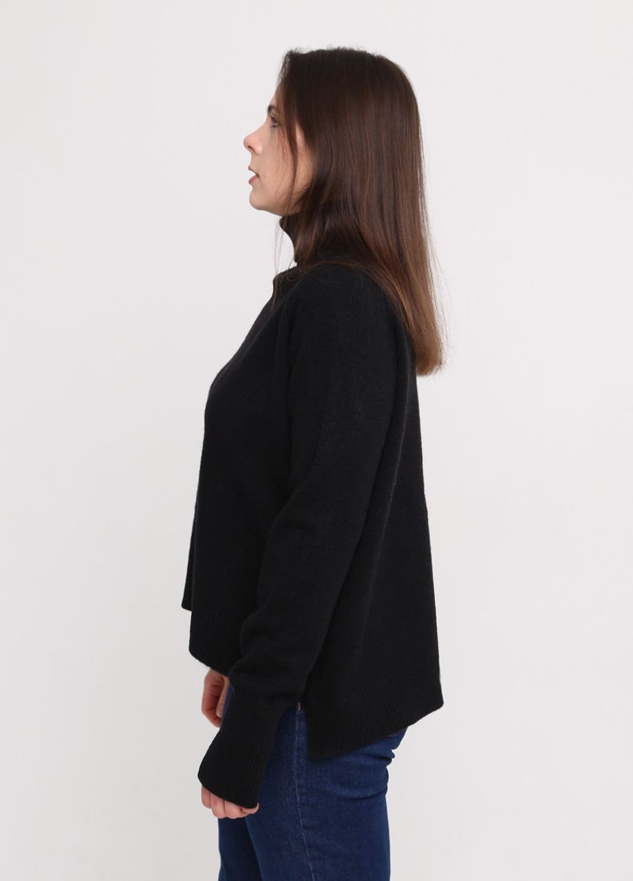Чорний зимовий светр жіночий чорний широкий з коміром джемпер JEANSclub Вільна