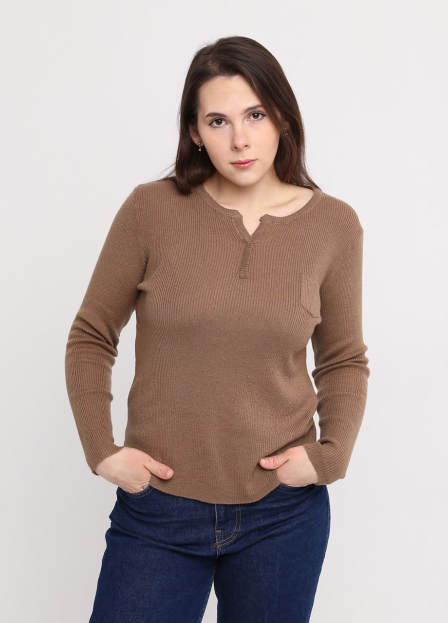 Коричневий демісезонний светр жіночий коричневий тонкий прямий джемпер JEANSclub Пряма