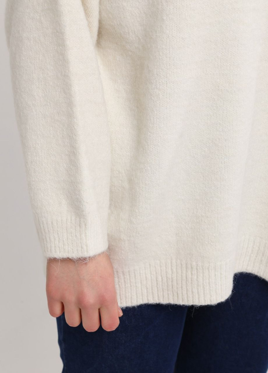 Молочный зимний свитер женский молочный зимний удлиненный оверсайз джемпер JEANSclub Вільна