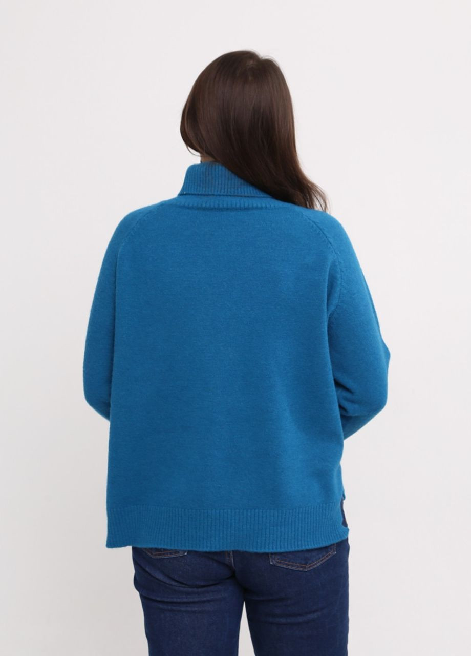 Синий зимний свитер женский синий широкий с воротником джемпер JEANSclub Вільна
