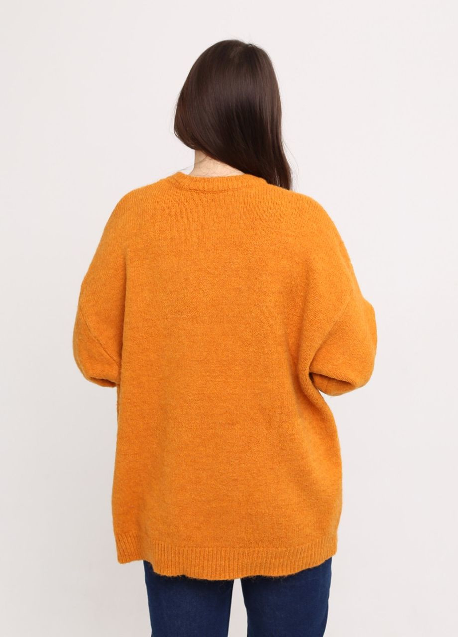 Помаранчевий зимовий светр жіночий помаранчевий зимовий подовжений оверсайз джемпер JEANSclub Вільна