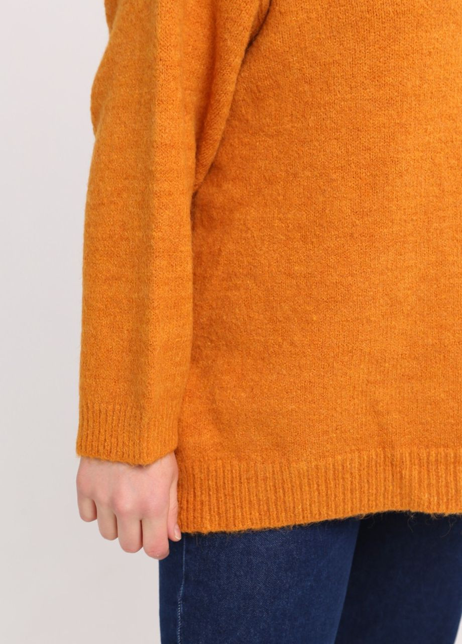 Оранжевый зимний свитер женский оранжевый зимний удлиненный оверсайз джемпер JEANSclub Вільна