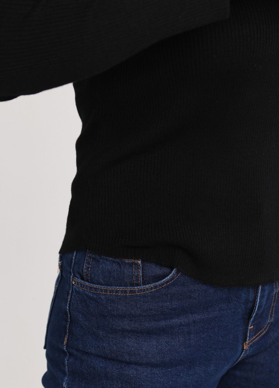 Чорний демісезонний светр жіночий чорний тонкий прямий з кишенею джемпер JEANSclub Пряма