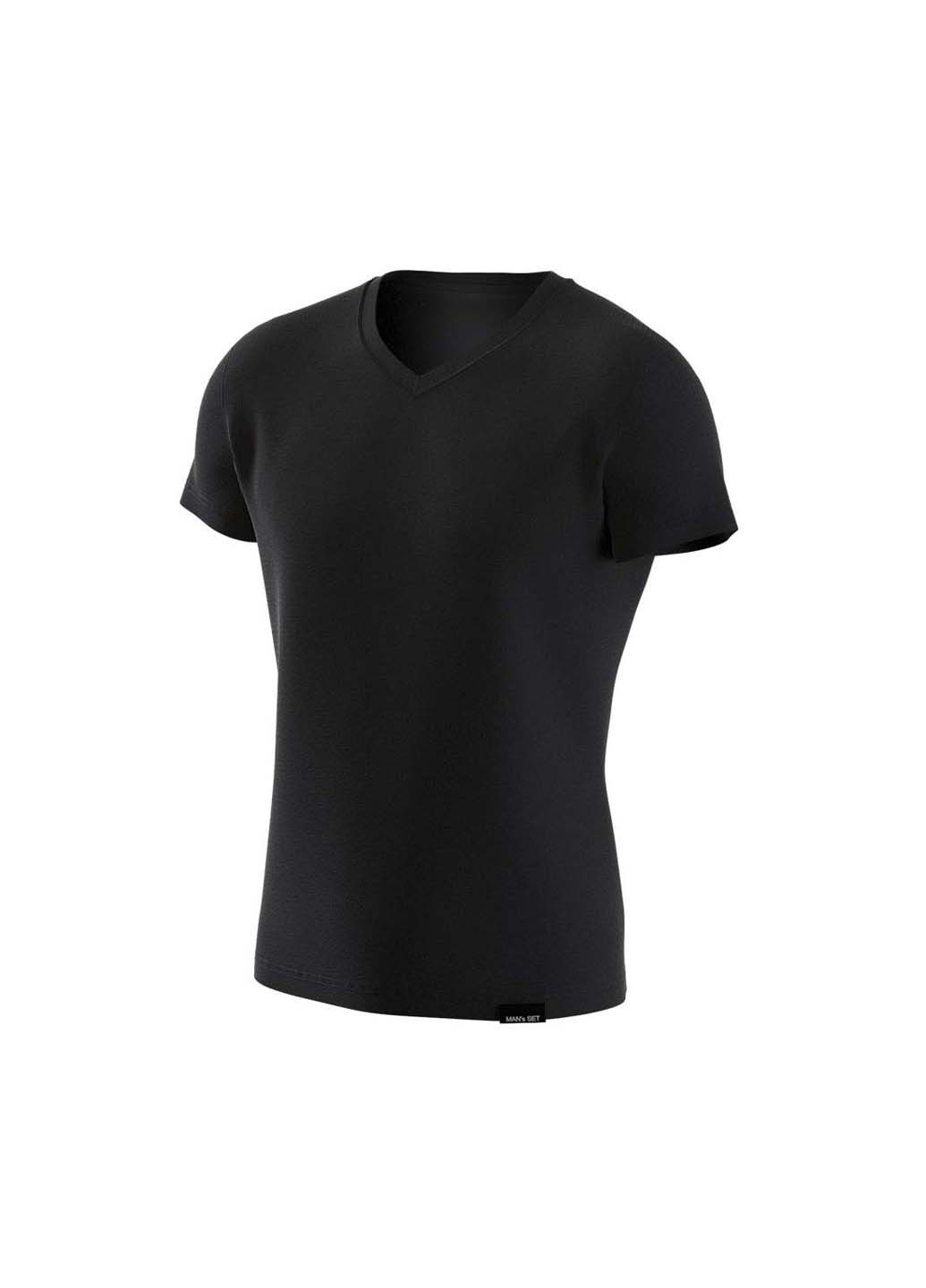 Черная футболка MAN's SET Basic V-neck