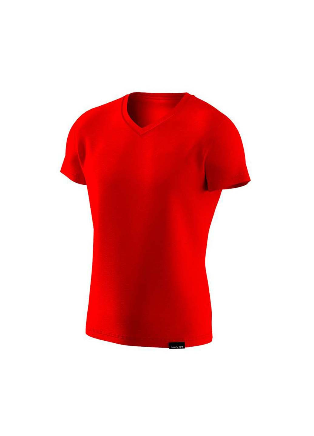 Красная футболка MAN's SET Basic V-neck