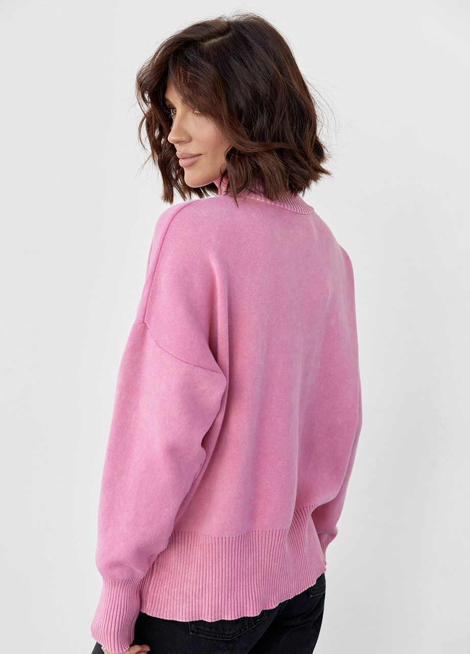 Рожевий зимовий жіночий светр у техніці тай-дай Lurex