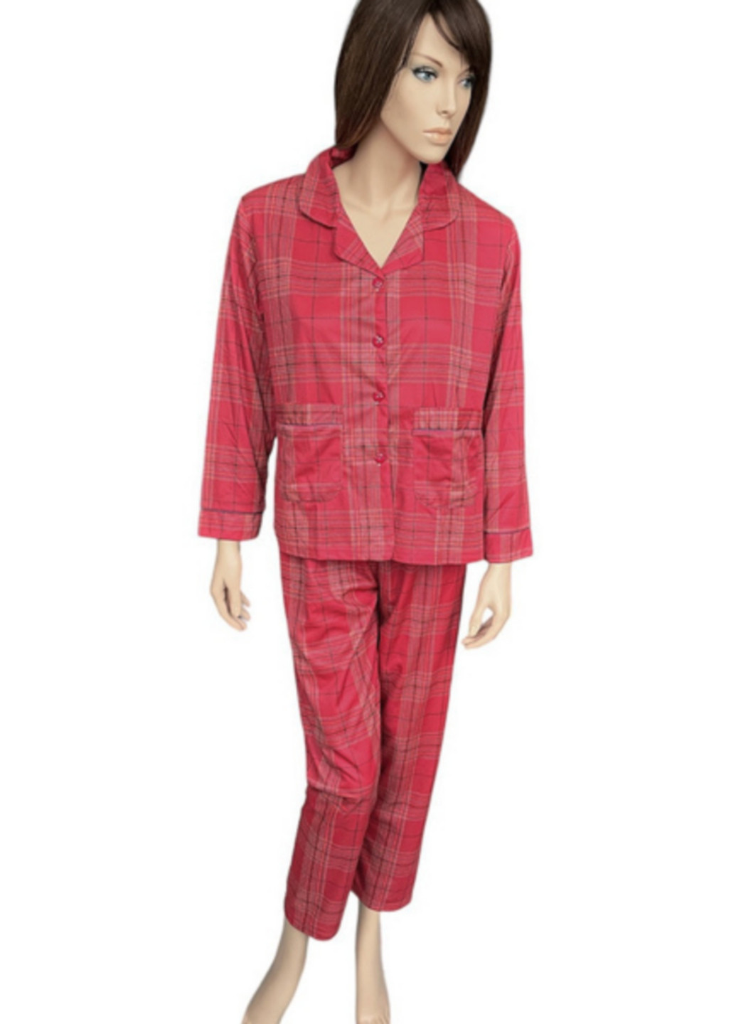 Красная всесезон пижама женская в клетку джанейми bonntee xxl 48 красный No Brand
