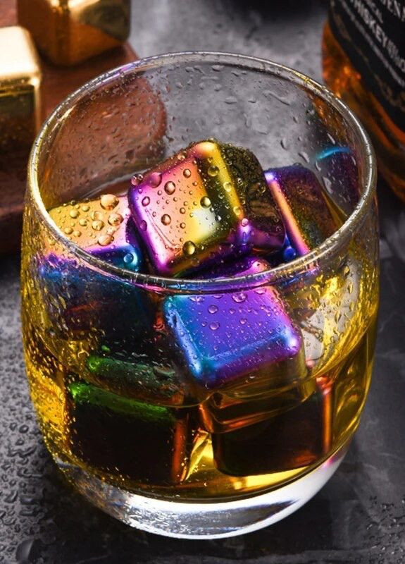 Кубики для охлаждения напитков цвет радуга набор 4 камня для охлаждения виски нержавеющая сталь REMY-DECOR (274277379)