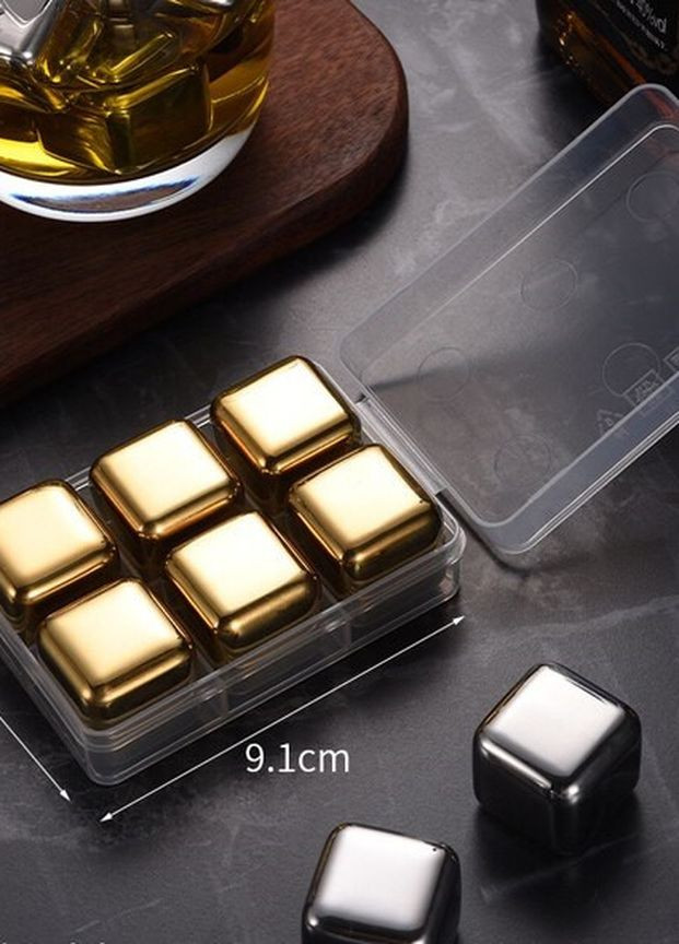 Кубики для охлаждения напитков золото набор 6 камня для охлаждения виски из нержавеющая стали REMY-DECOR (274277385)