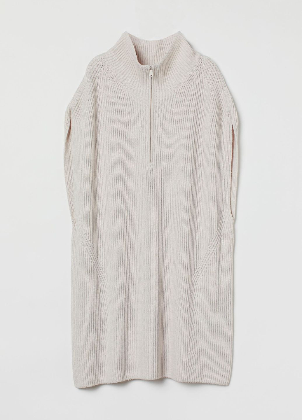 Светло-бежевое повседневный платье вязаное шерсть бленд H&M однотонное