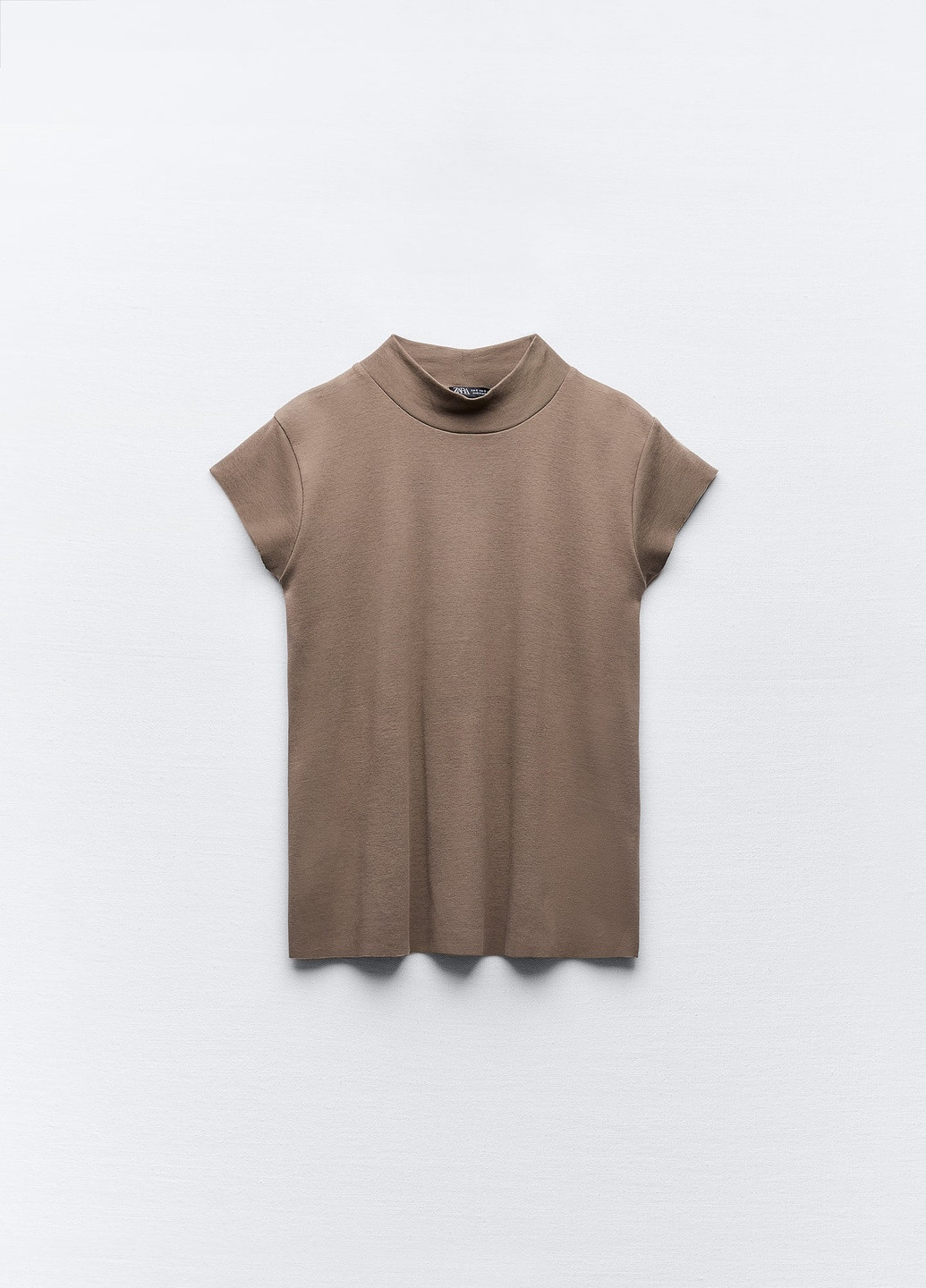 Серо-коричневая летняя футболка Zara