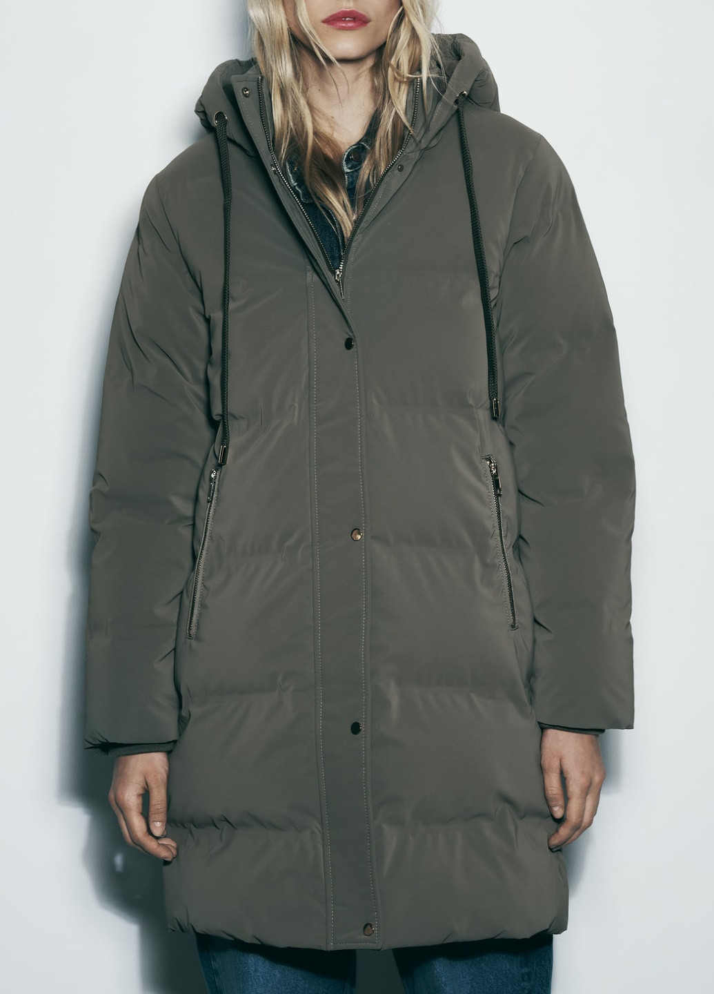 Оливкова (хакі) зимня куртка Zara