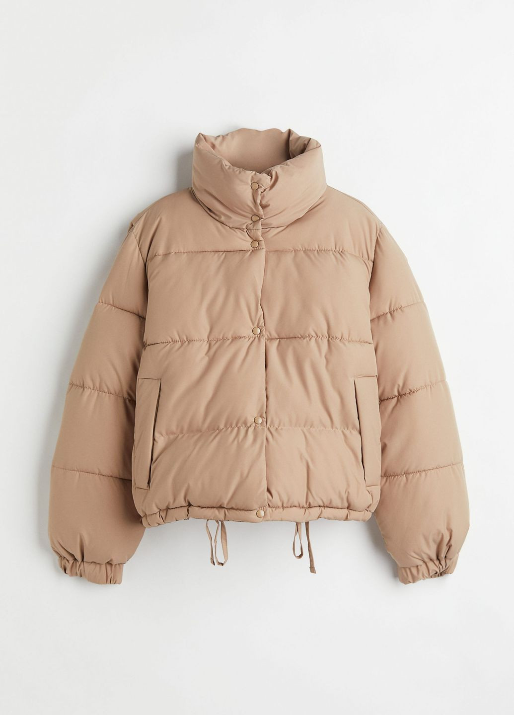 Бежевая зимняя куртка оверсайз H&M