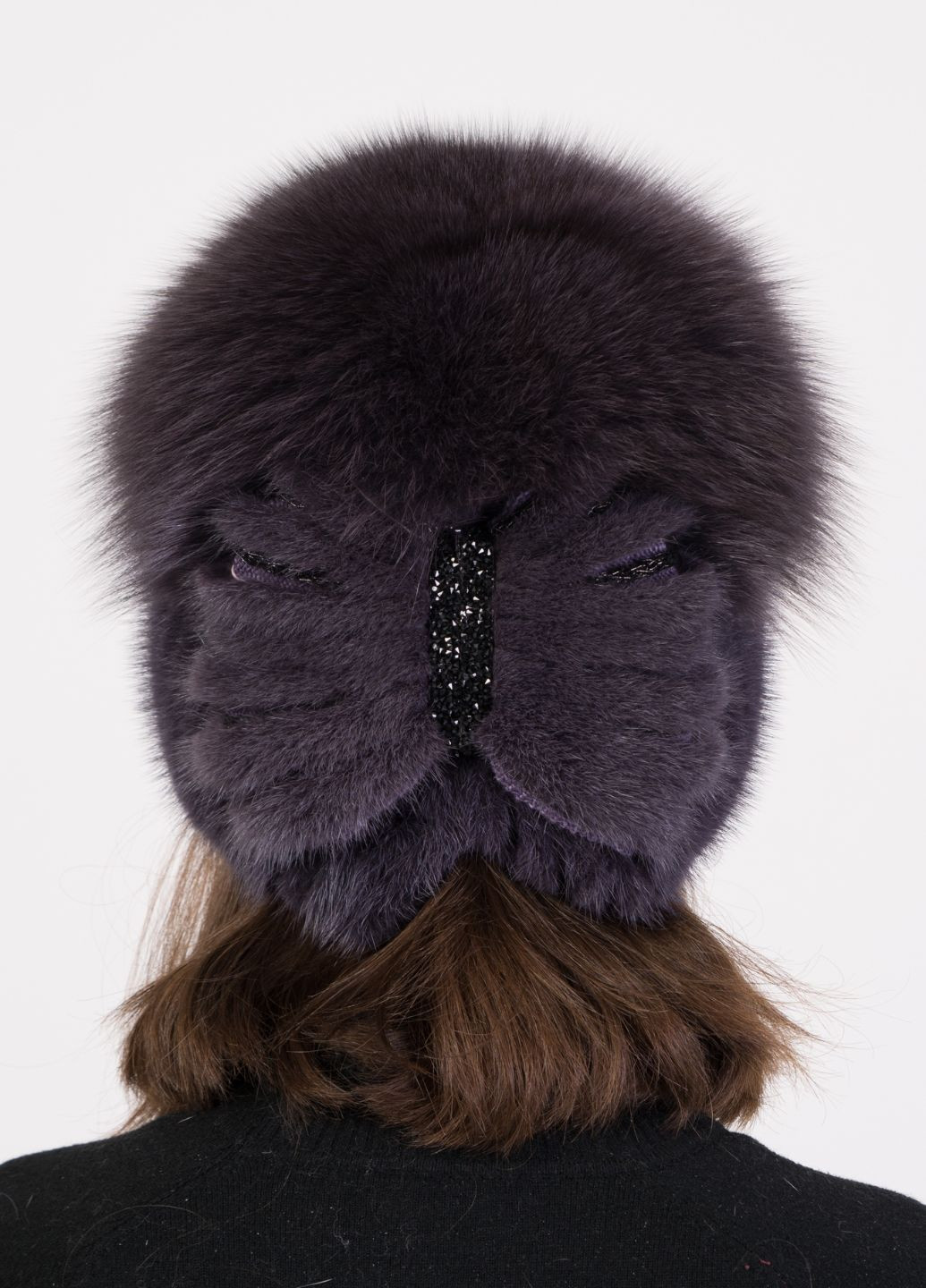 Зимняя женская норковая вязаная шапка с помпоном из меха песца Меховой Стиль стрекоза (274063768)