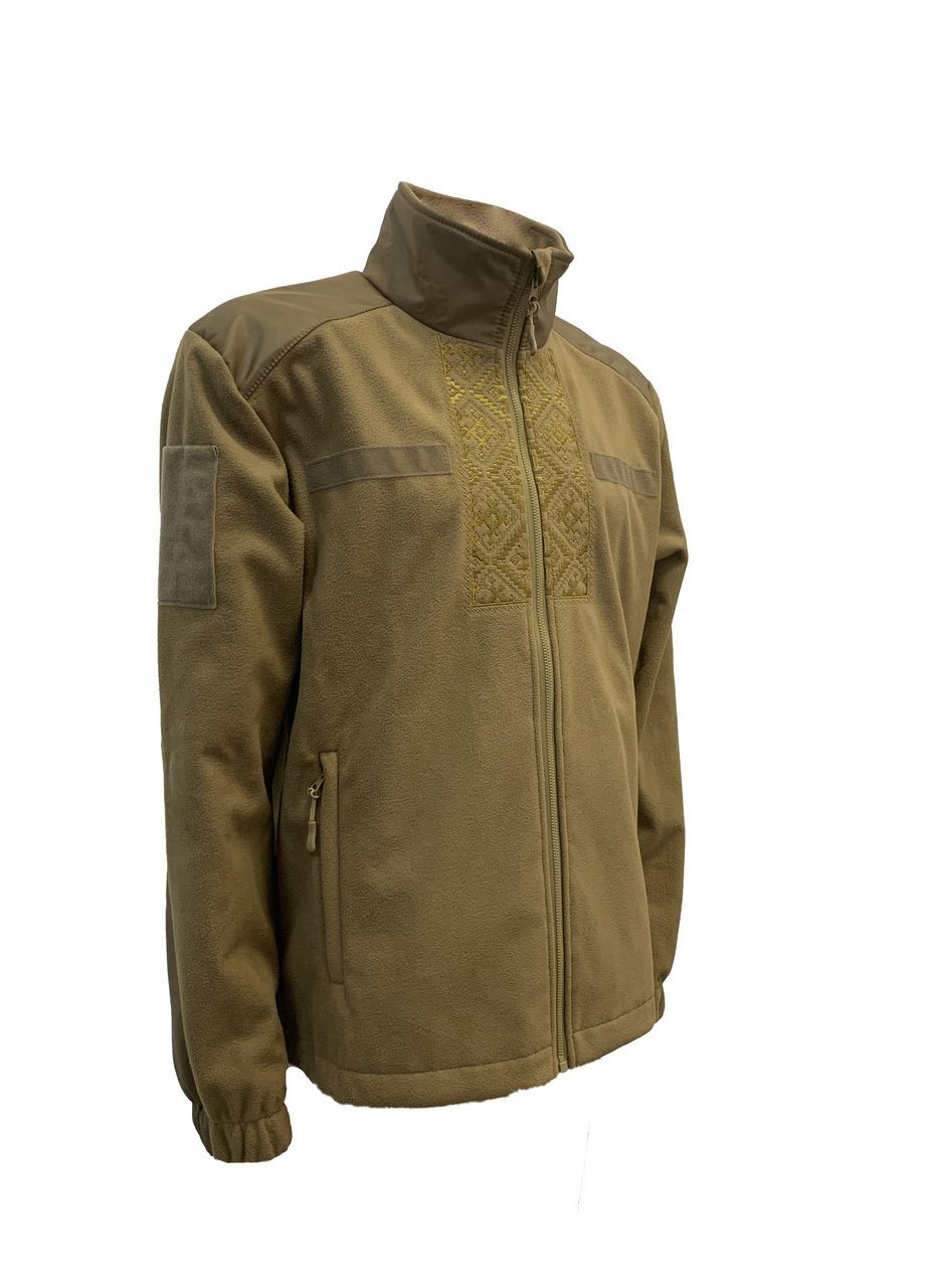 Кофта Tactic4Profi флис койот мембрана на молнии с планкой с вышивкой Орнамент р. 2XL (52) 4PROFI (274401699)