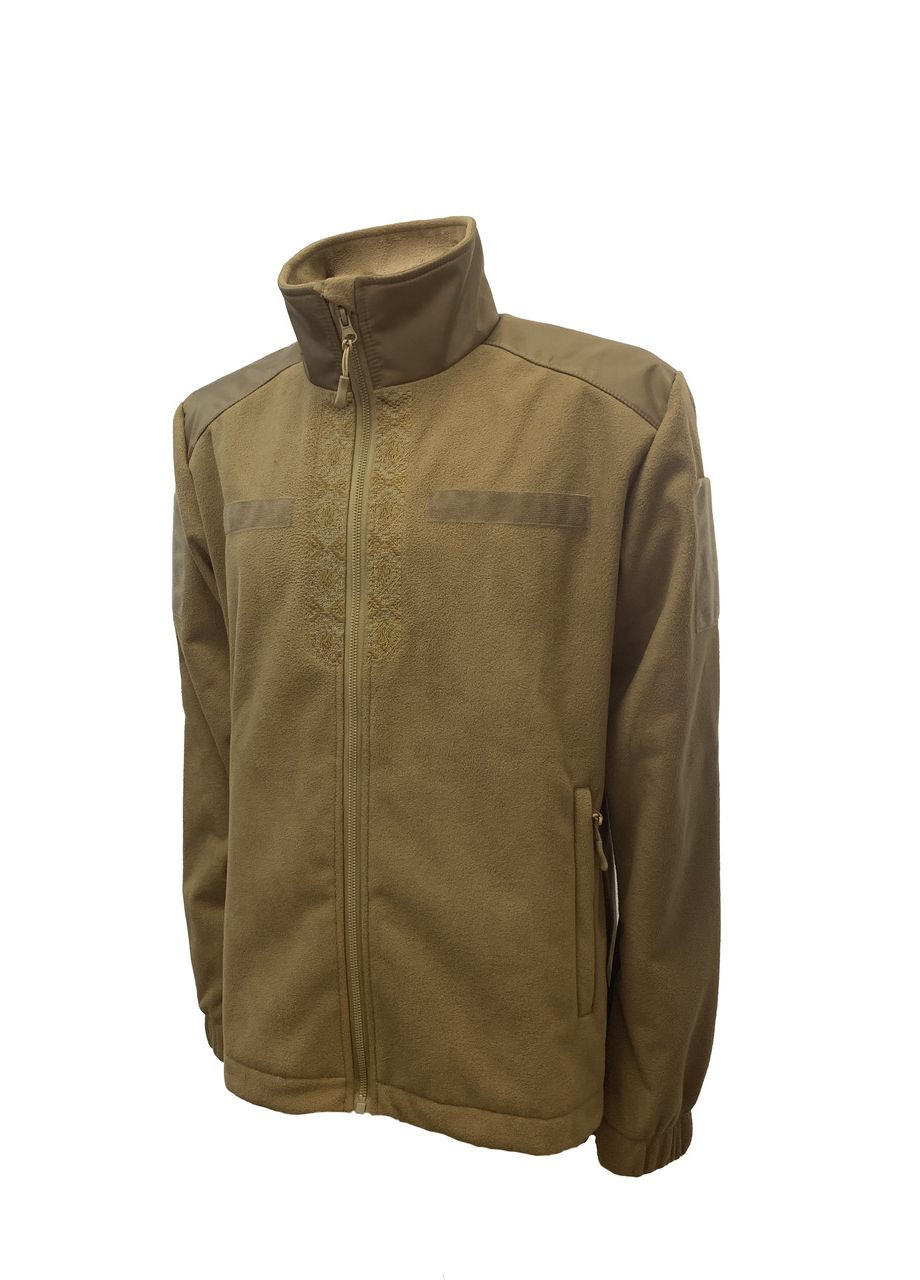Кофта Tactic4Profi флис койот мембрана на молнии с планкой с вышивкой Орнамент №2 р. 2XL (52) 4PROFI (274401695)